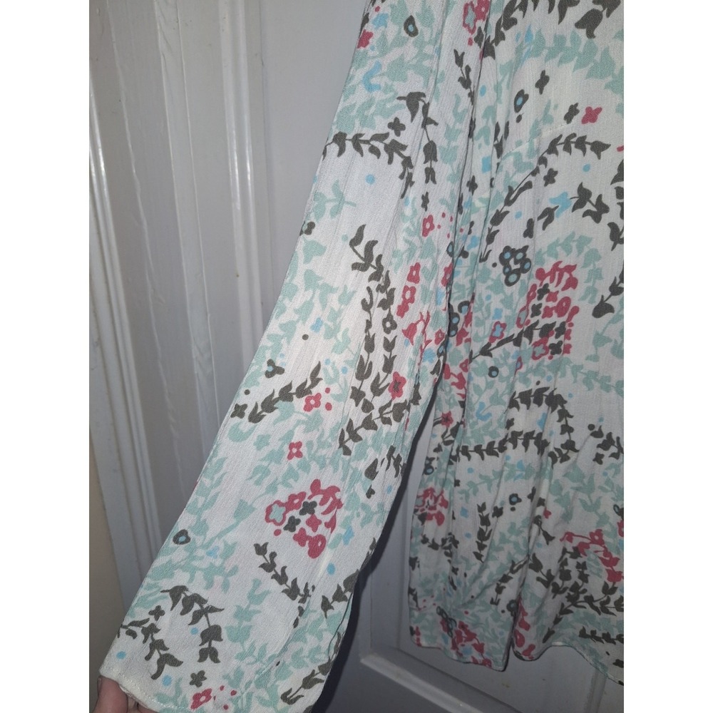 Woolworths Floral Rolltab Longsleeve Large Top Blouse Lightweight Breathable - Picture 5 of 5